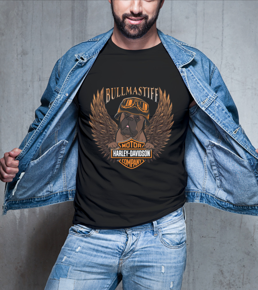 Bullmastiff Harley Davidson Motor Company Wings T-Shirt
