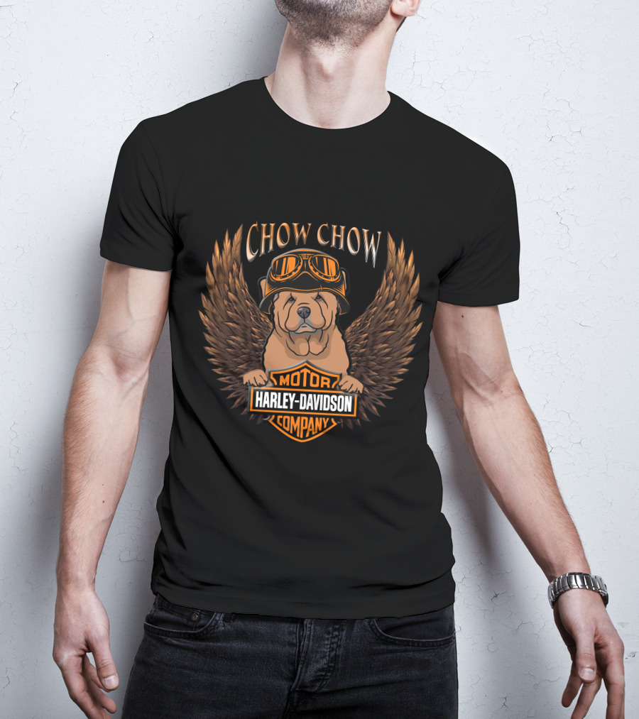 Chow Chow Harley Davidson Motor Company Wings Goggles T-Shirt