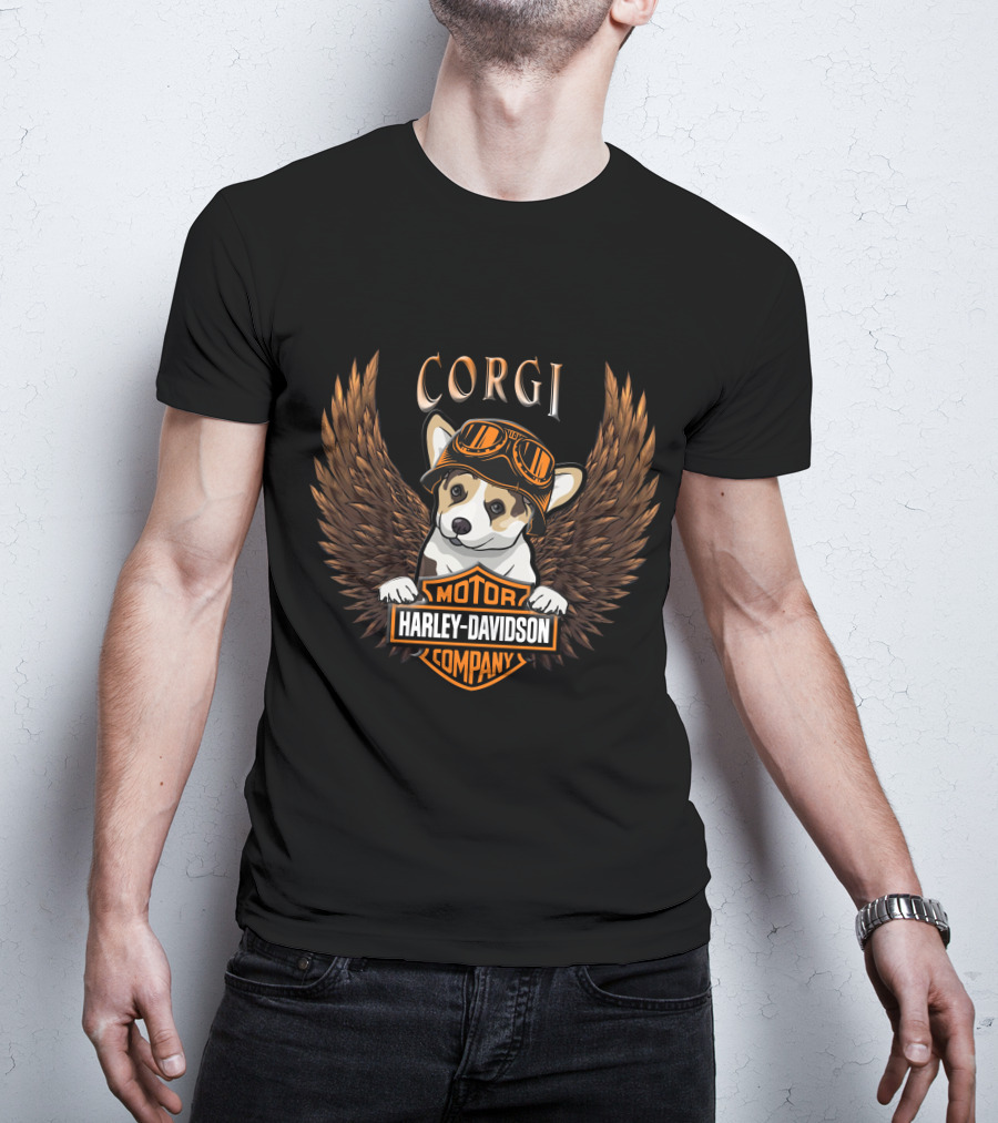 Corgi Harley Davidson Motor Company Winged Goggles T-Shirt
