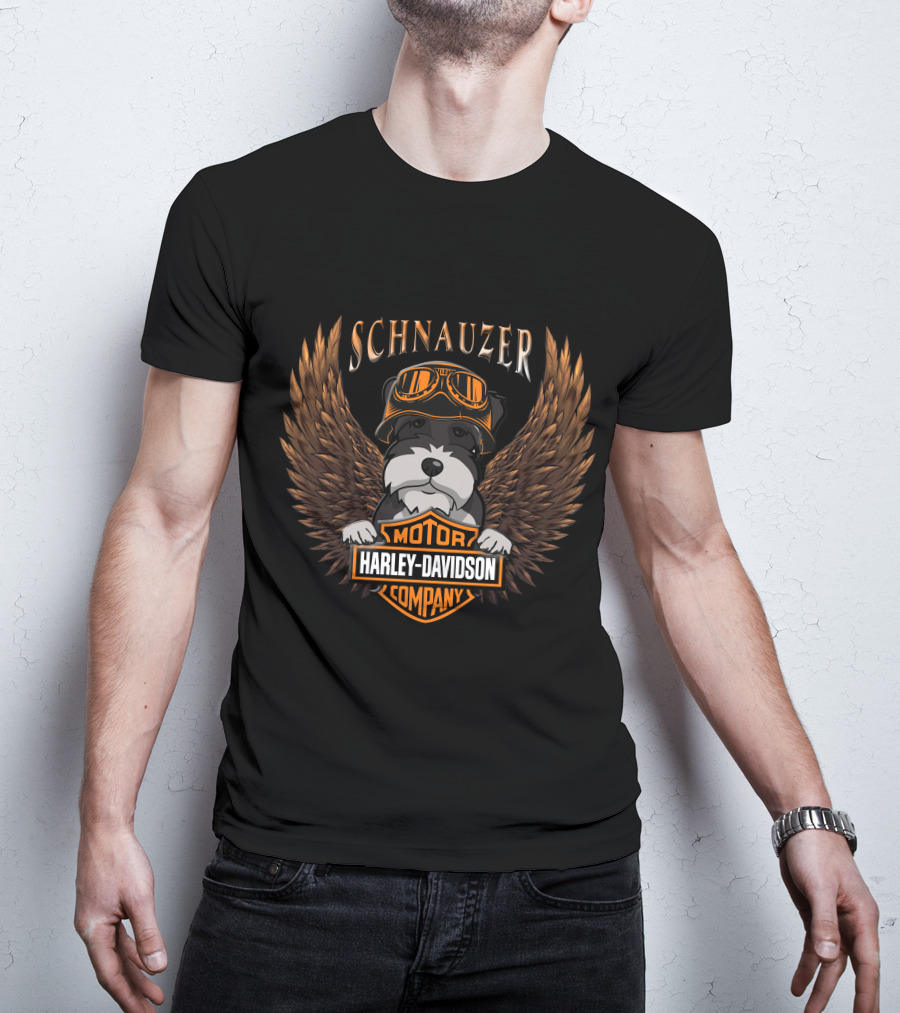 Schnauzer Harley Davidson Motor Company Wings Goggles T-Shirt