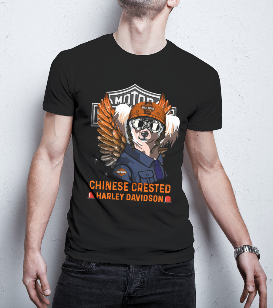 Chinese Crested Harley Davidson Motor Cycles T-Shirt