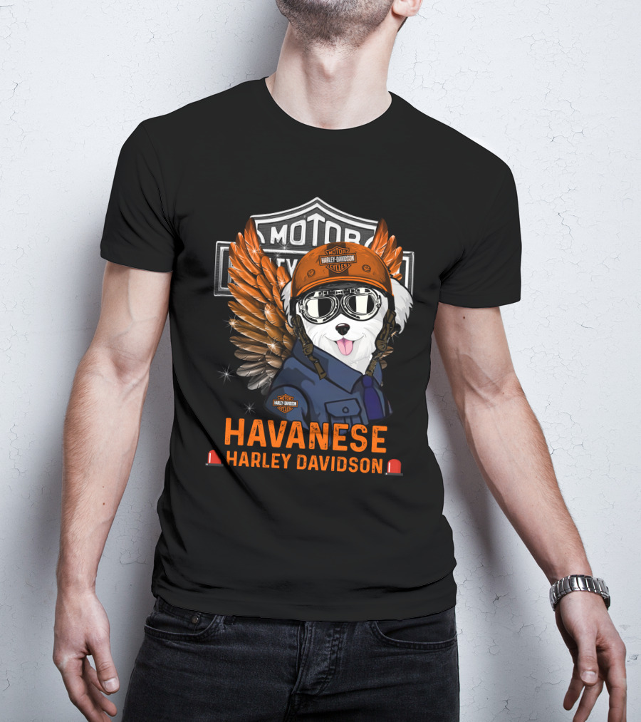 Havanese Harley Davidson Motorcycles Winged Dog Helmet T-Shirt