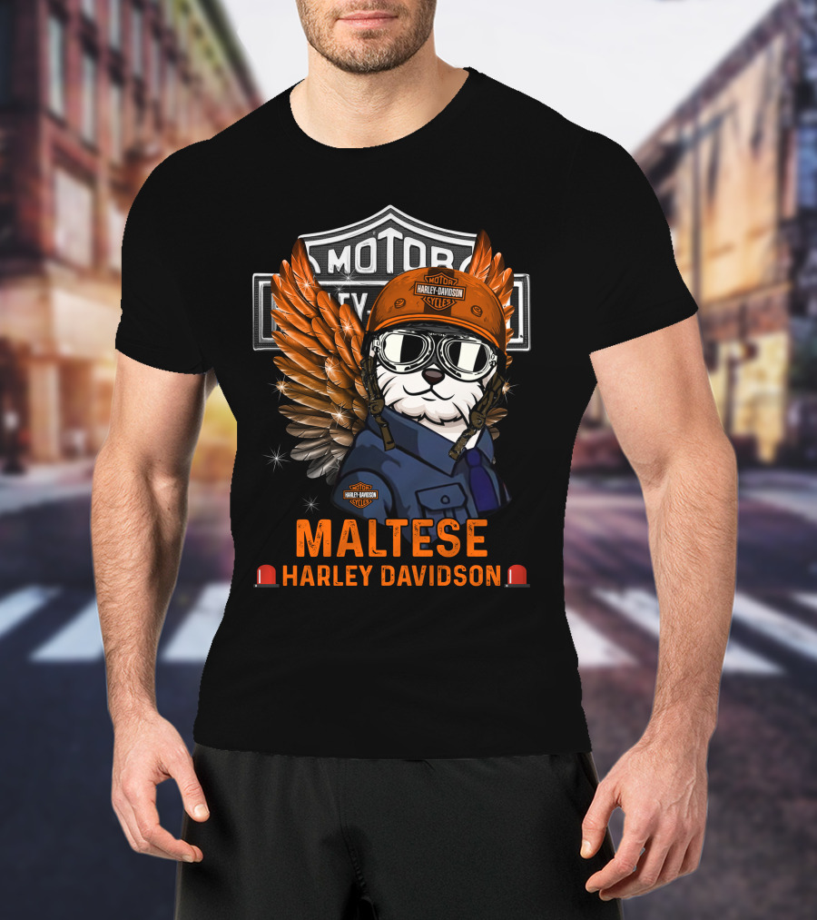 Maltese Harley Davidson Motor City Styles T-Shirt