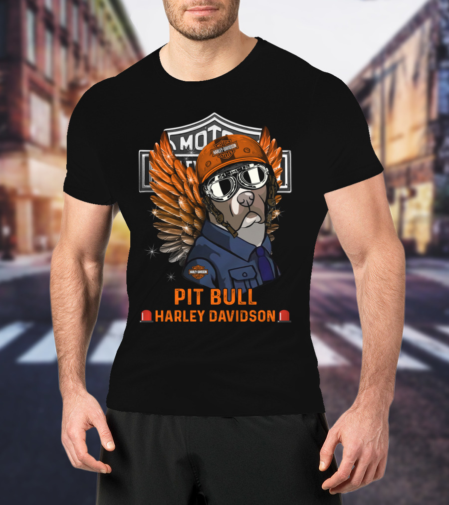 Harley Davidson Pit Bull Motorcycle Wings T-Shirt