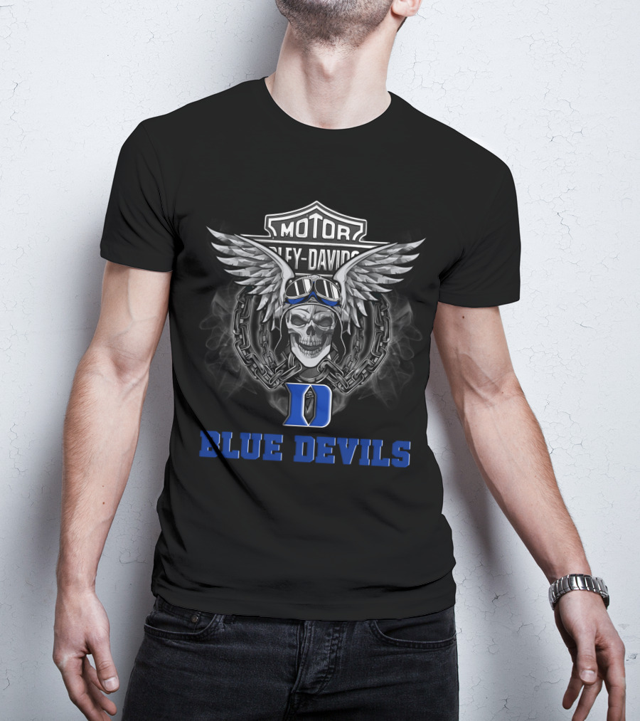 Motorcycle Skull Wings Duke Blue Devils Ncaa Football Fans T-Shirt