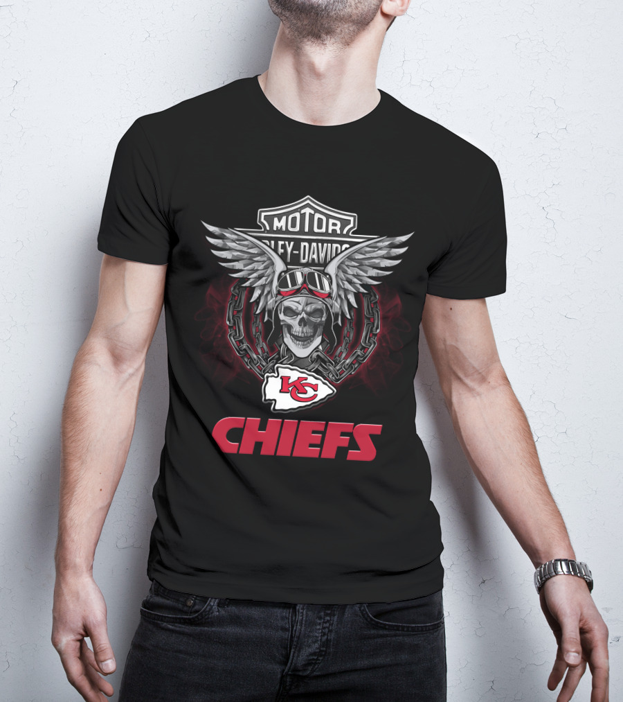 Motor Harley Davidson Kansas City Chiefs Nfl Football Fans T-Shirt