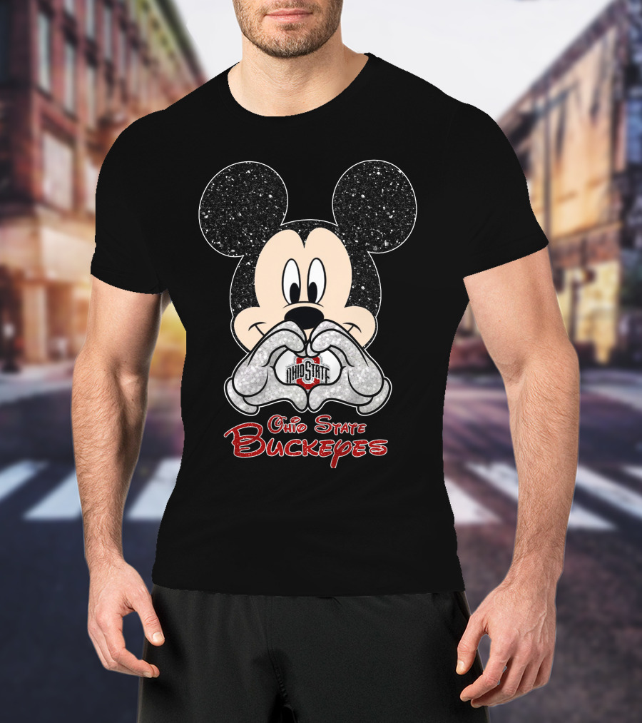 Mickey Mouse Heart Ohio State Buckeyes Fan Love T-Shirt