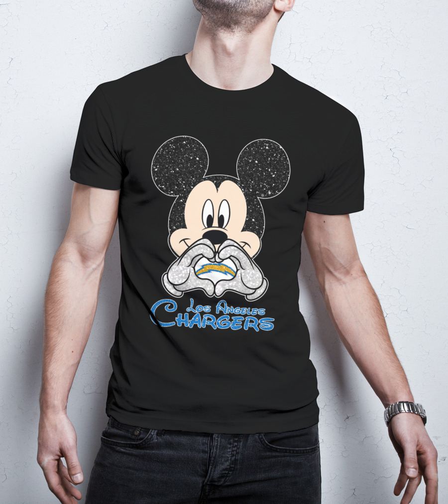 Mickey Los Angeles Chargers Heart T-Shirt