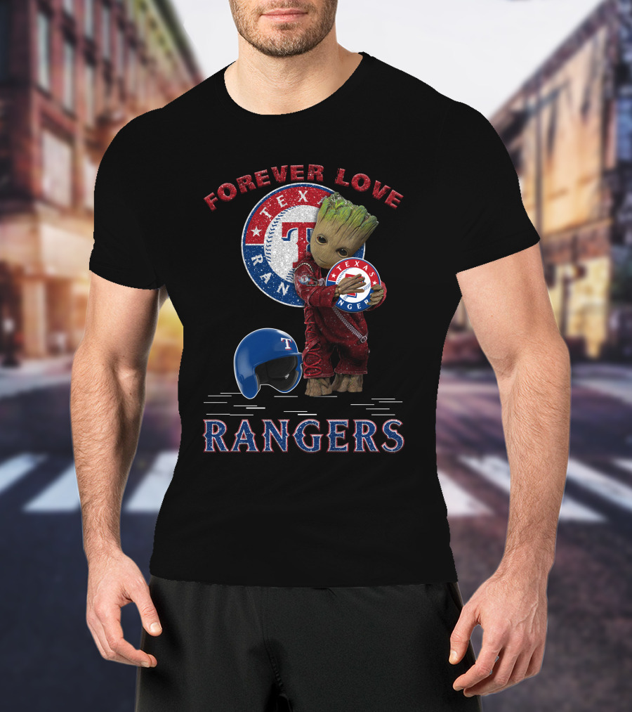 Forever Love Texas Rangers MLB Fans Groot Ranger Spirit T-Shirt