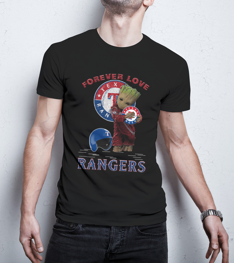 Forever Love Texas Rangers MLB Fans Groot Ranger Spirit T-Shirt