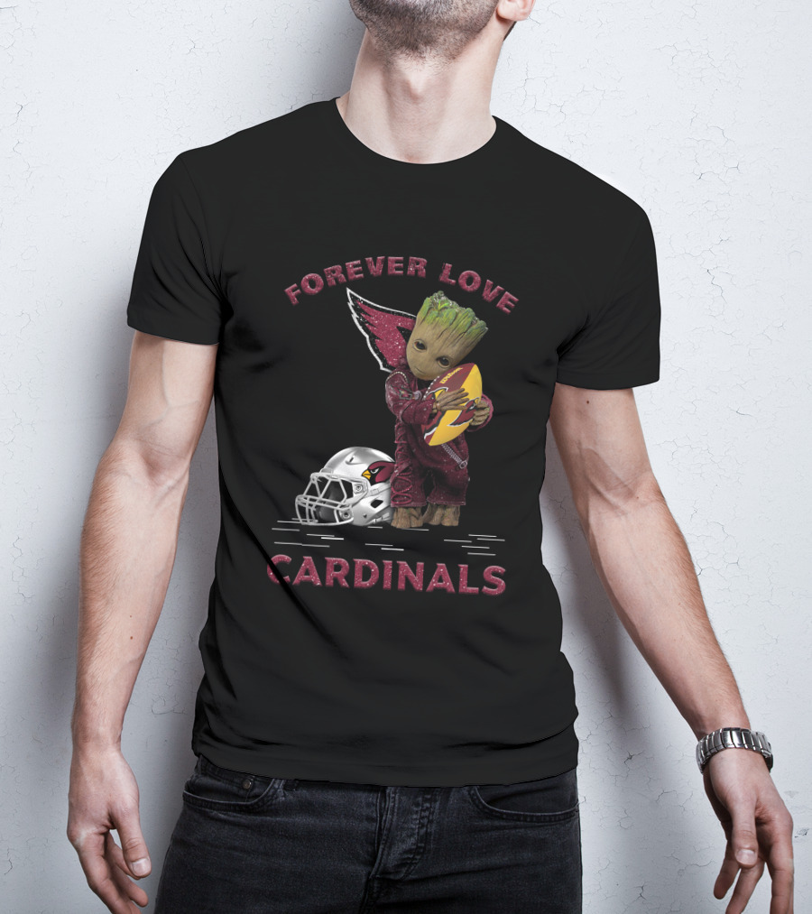 Forever Love Cardinals Groot Holding Football Helmet T-Shirt