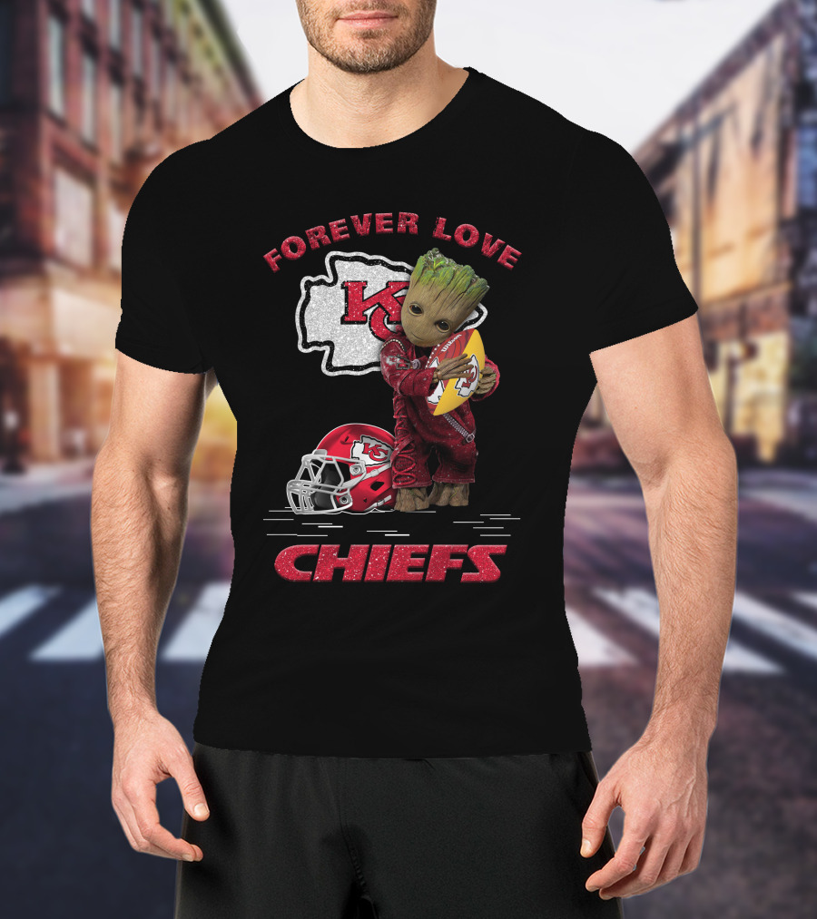 Forever Love Kansas City Chiefs Groot Football Helmet T-Shirt