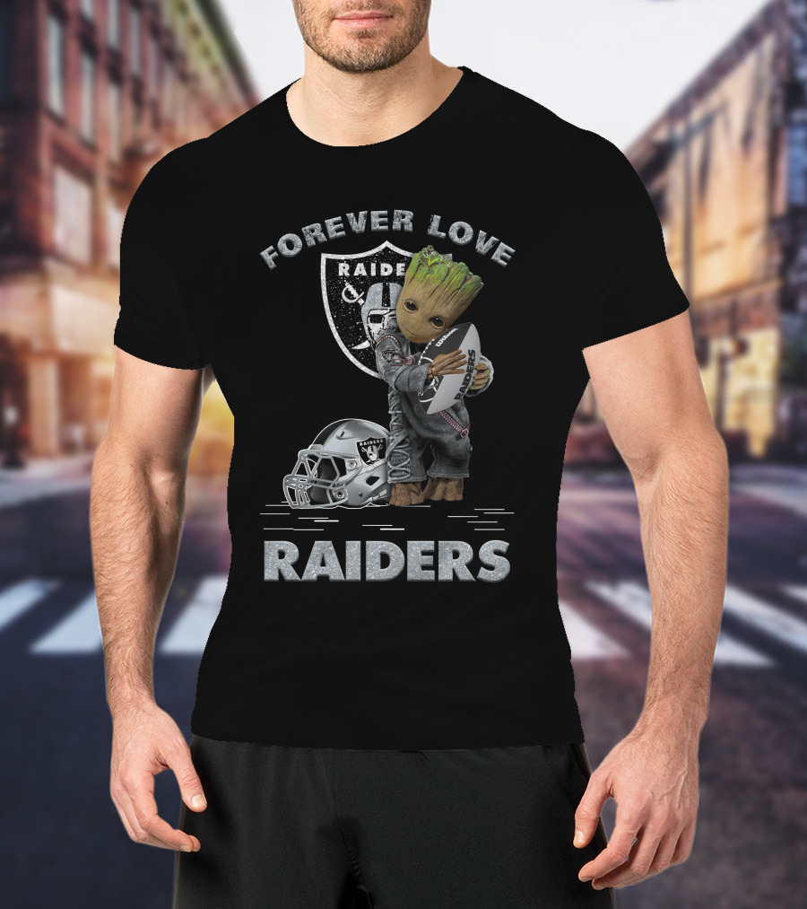 Forever Love Raiders Groot Holding Football Helmet T-Shirt