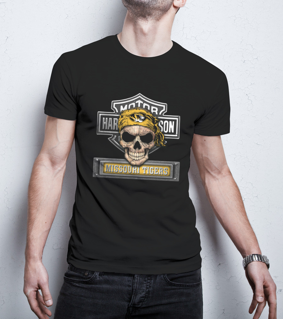 Motor Harley Davidson Skull Missouri Tigers T-Shirt