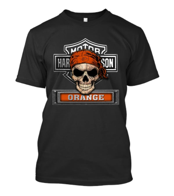 Motor Harley Davidson Skull Bandana Orange Syracuse T-Shirt