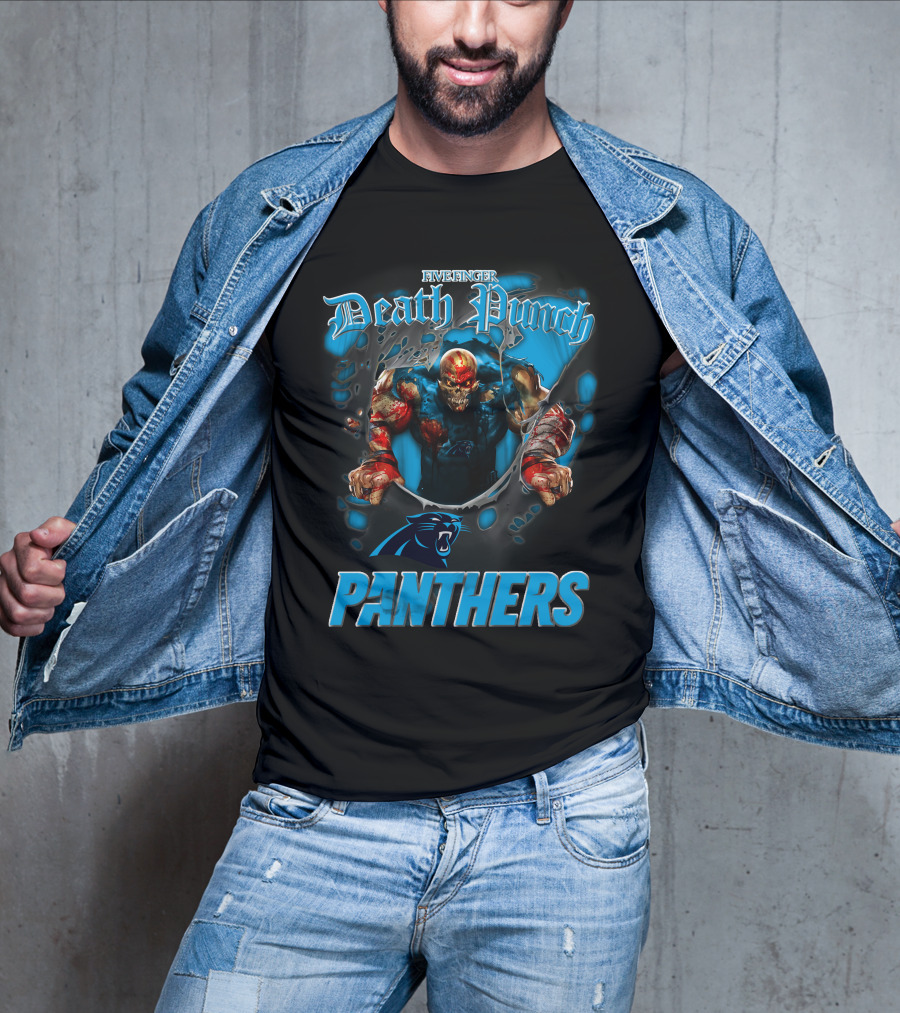 Five Finger Death Punch Carolina Panthers Nfl Football Fans T-Shirt