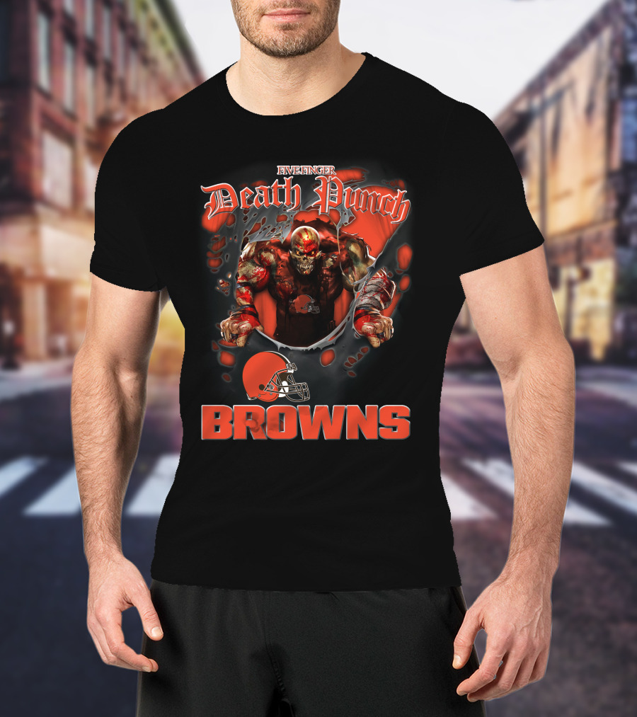 Five Finger Death Punch Cleveland Browns Nfl Football Fans T-Shirt