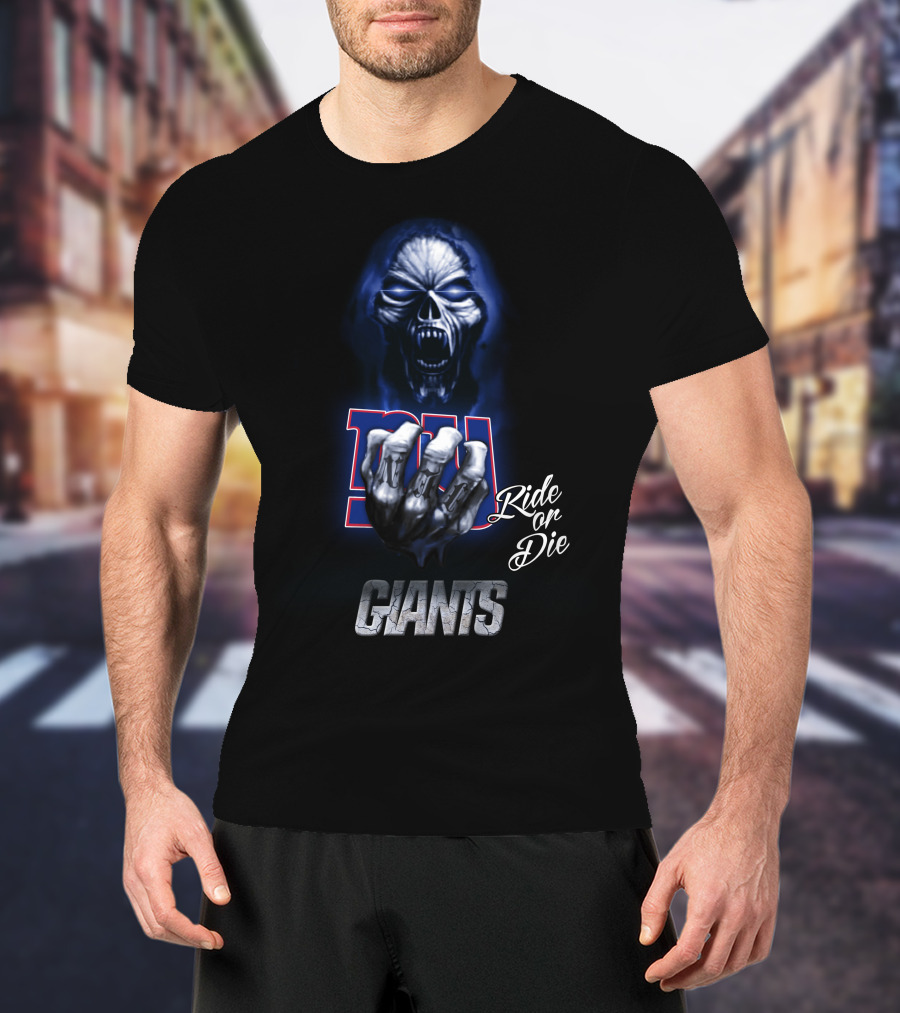 Nfl New York Giants Ride Or Die Blue Skull 146 Hd0024 T-Shirt