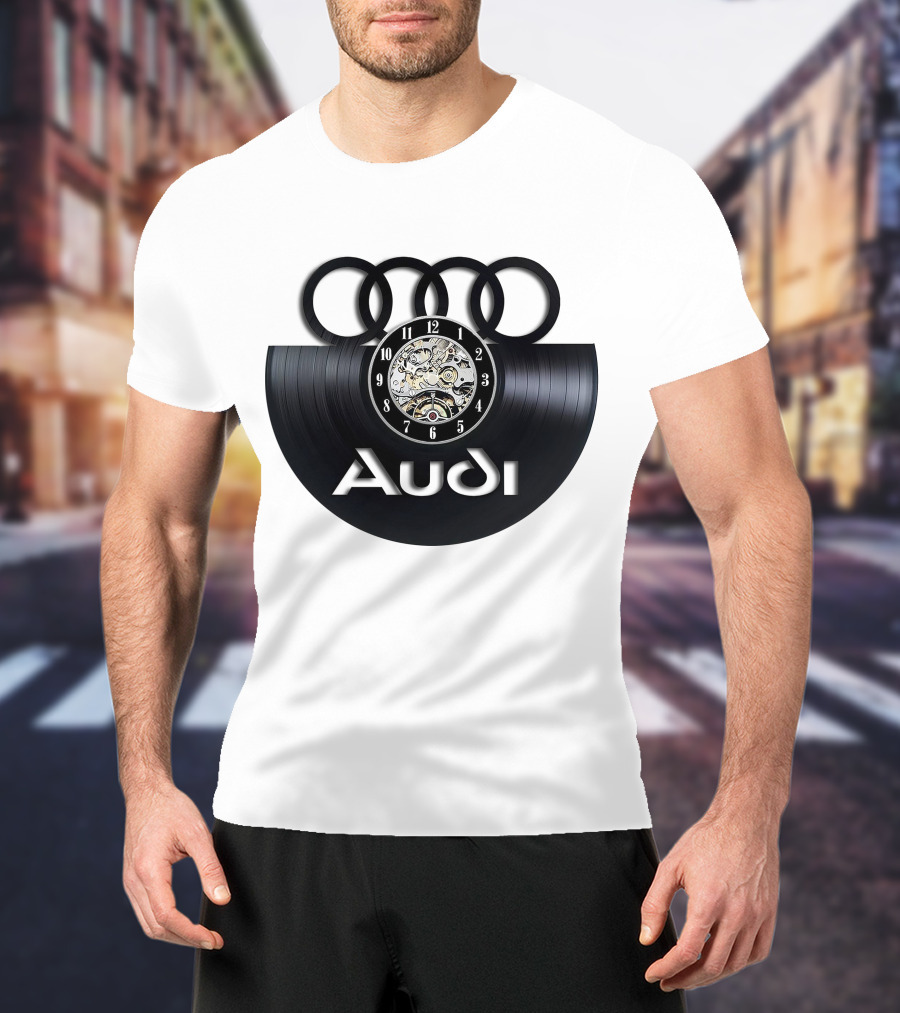 Audi Baronti Vinyl Clock With Four Rings And Gear Mechanism T-Shirt