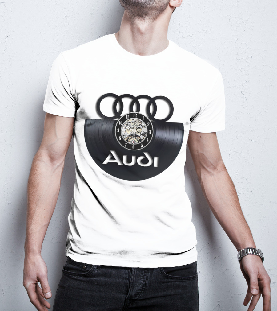 Audi Baronti Vinyl Clock With Four Rings And Gear Mechanism T-Shirt