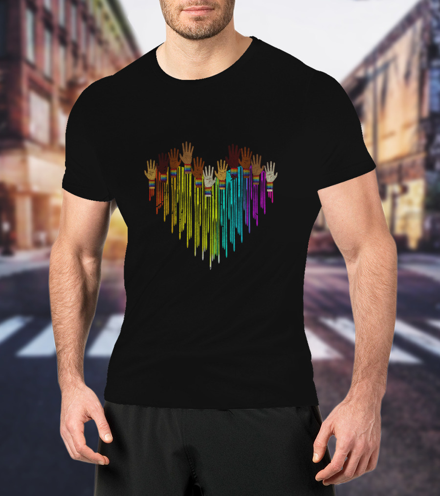 Come Together Hands Diversity Heart Rainbow Colors T-Shirt