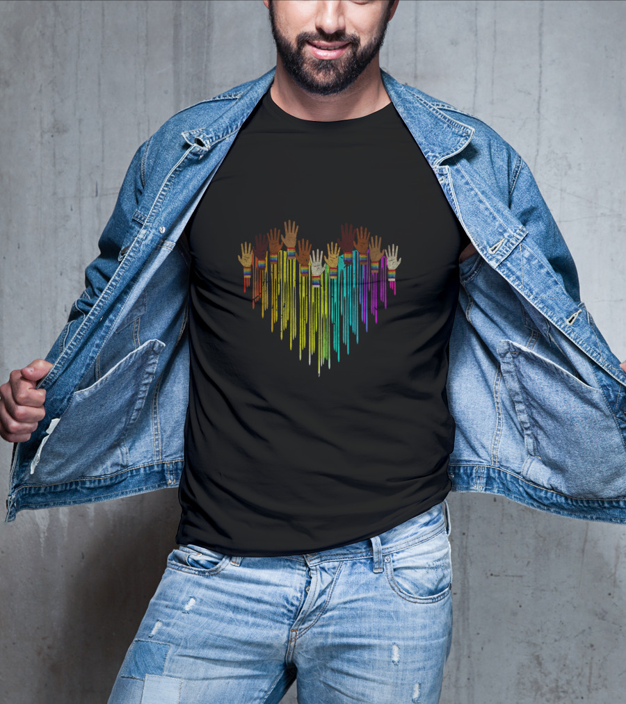 Come Together Hands Diversity Heart Rainbow Colors T-Shirt