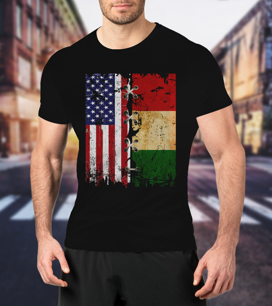 American Italian Flags United In T-Shirt