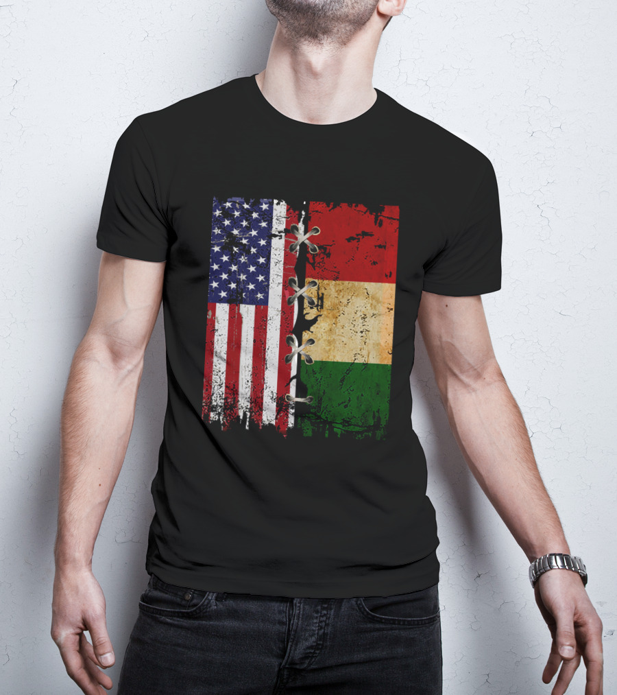 American Italian Flags United In T-Shirt