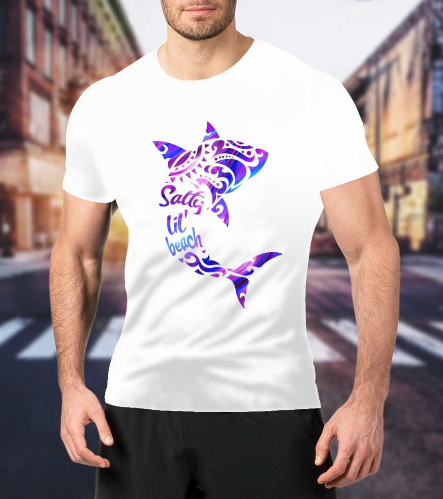 Salty Lil' Beach Shark Polynesian Tribal T-Shirt