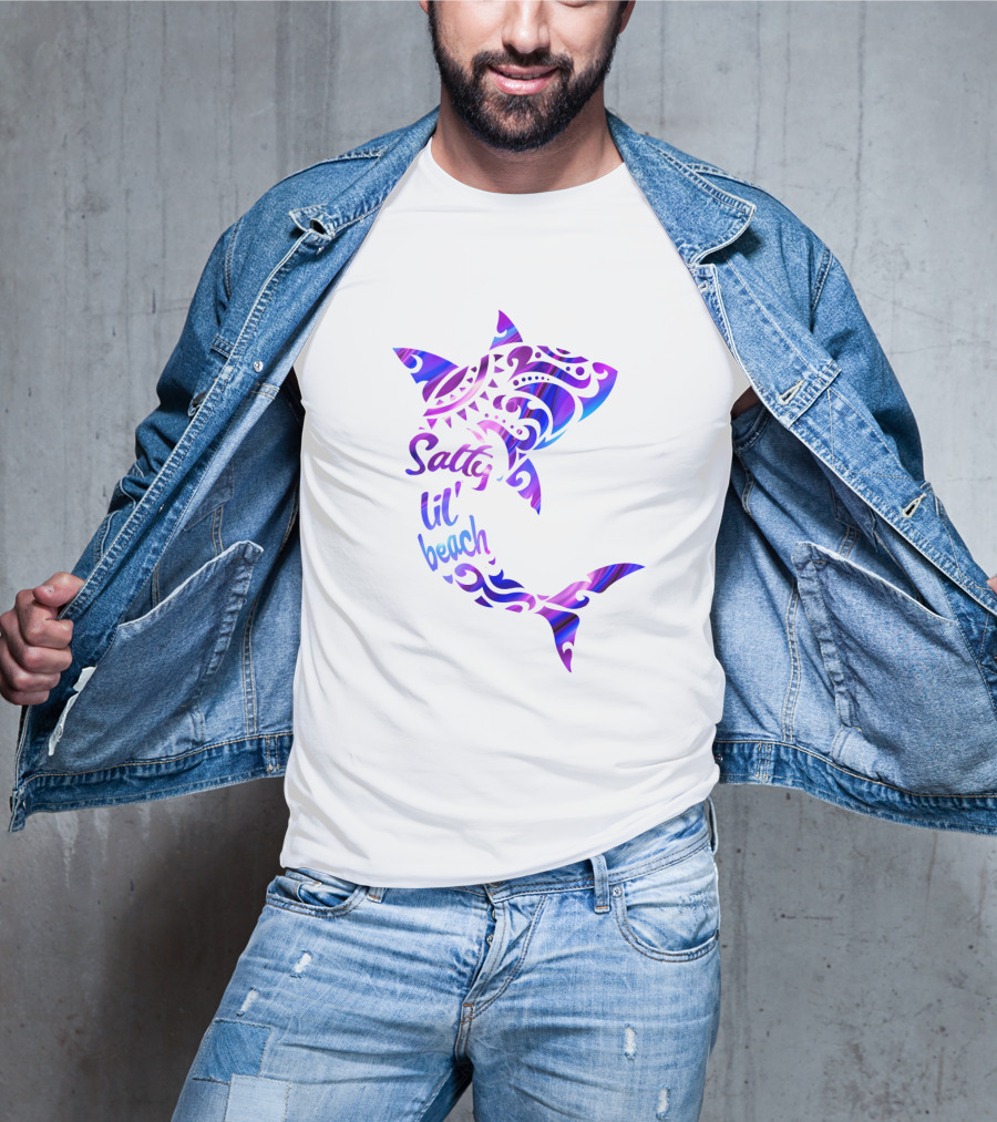 Salty Lil' Beach Shark Polynesian Tribal T-Shirt