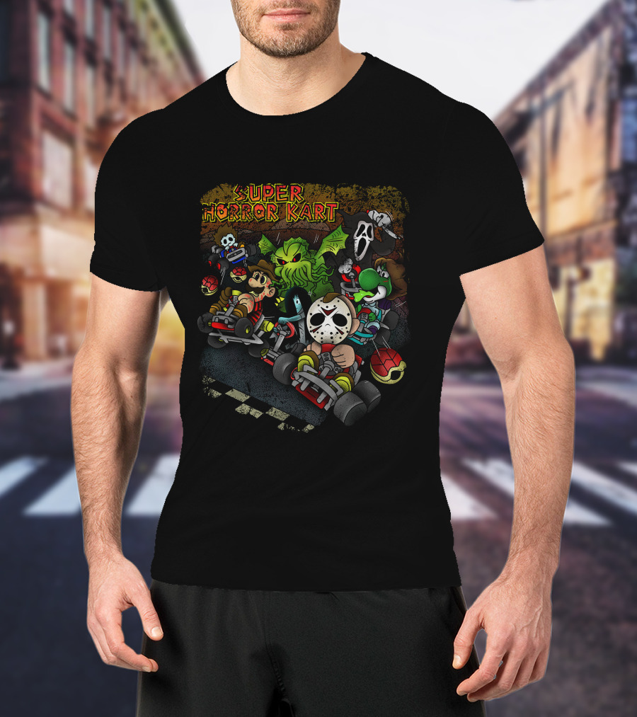 Super Horror Kart Characters In Nightmare Race Scene T-Shirt