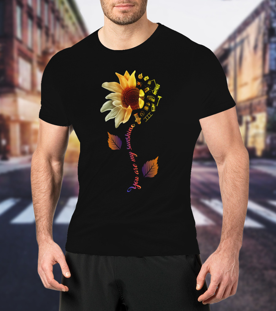 You Are My Sunshine Firefighter Sunflower Icons T-Shirt