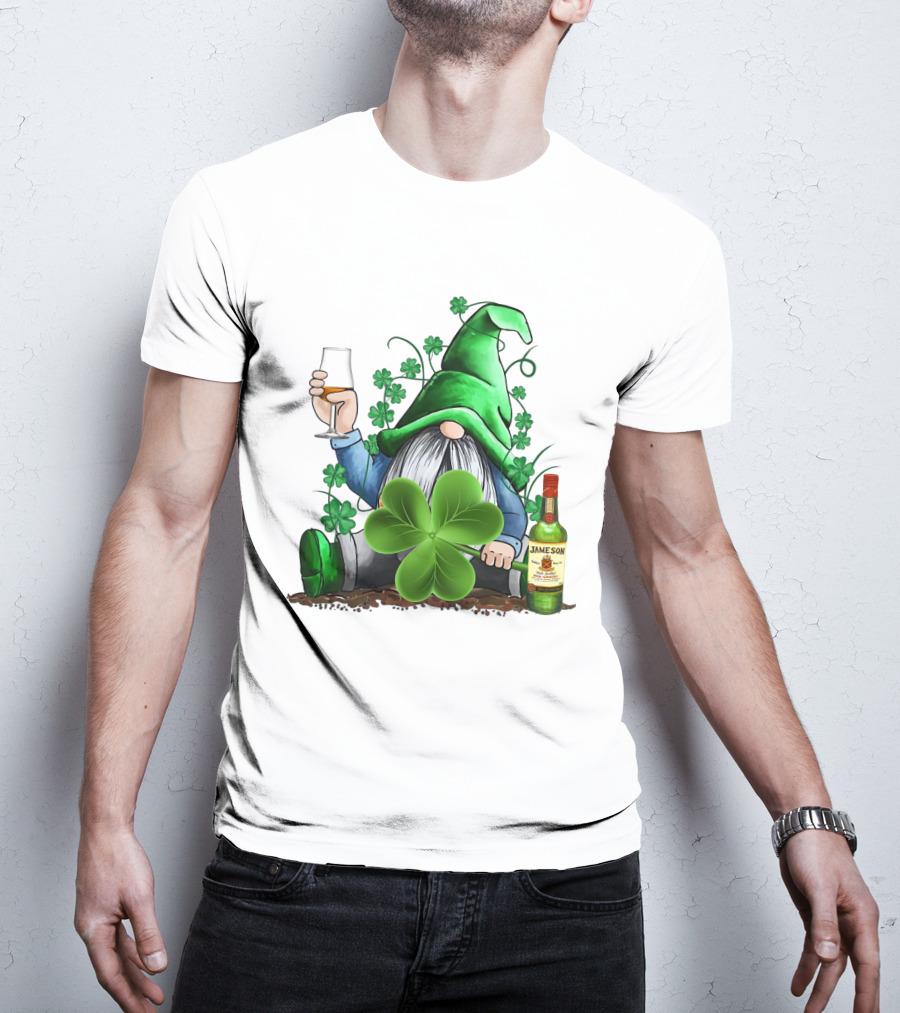 J A M E S O N Irish Gnome With Shamrocks And Whiskey T-Shirt