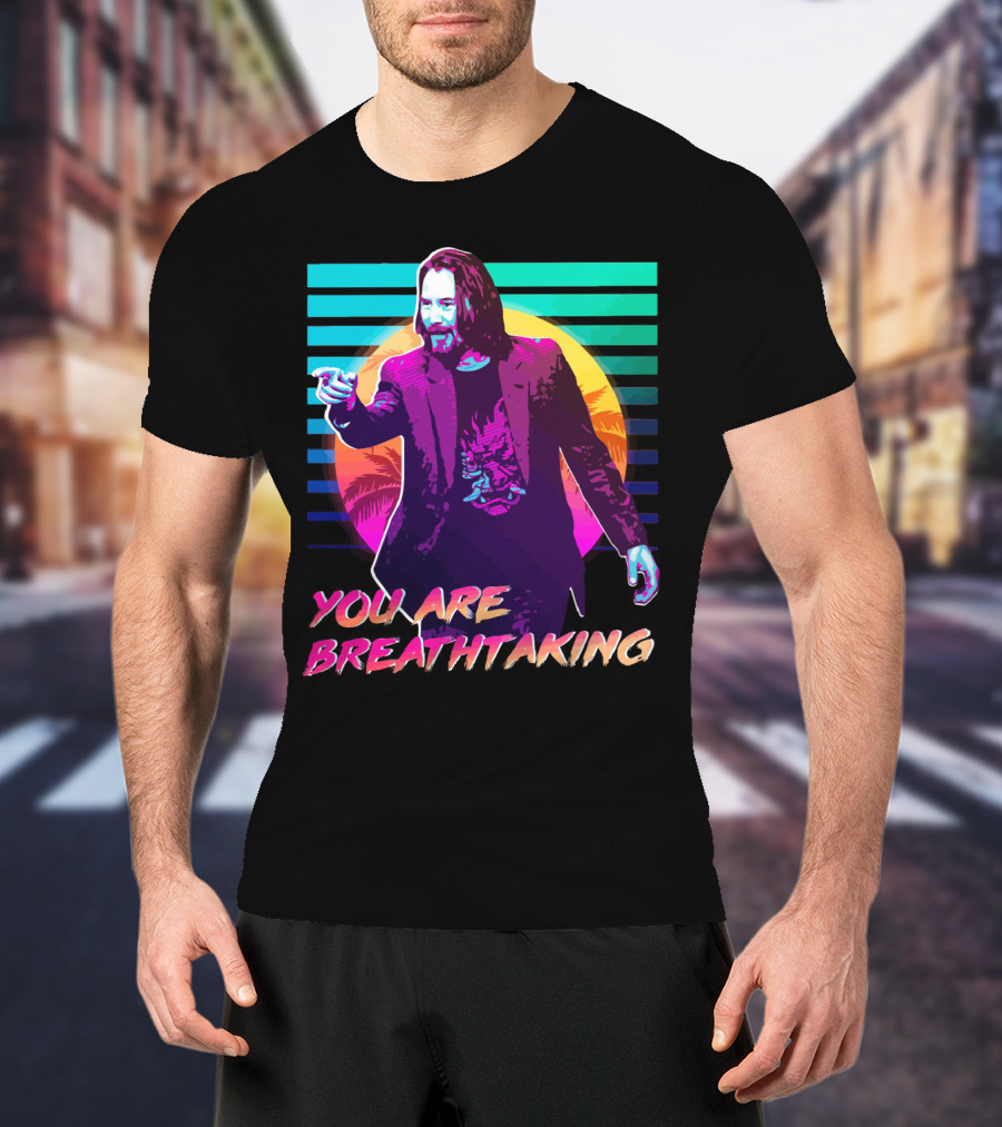 You Are Breathtaking Retro Neon Sunset Palm Trees T-Shirt