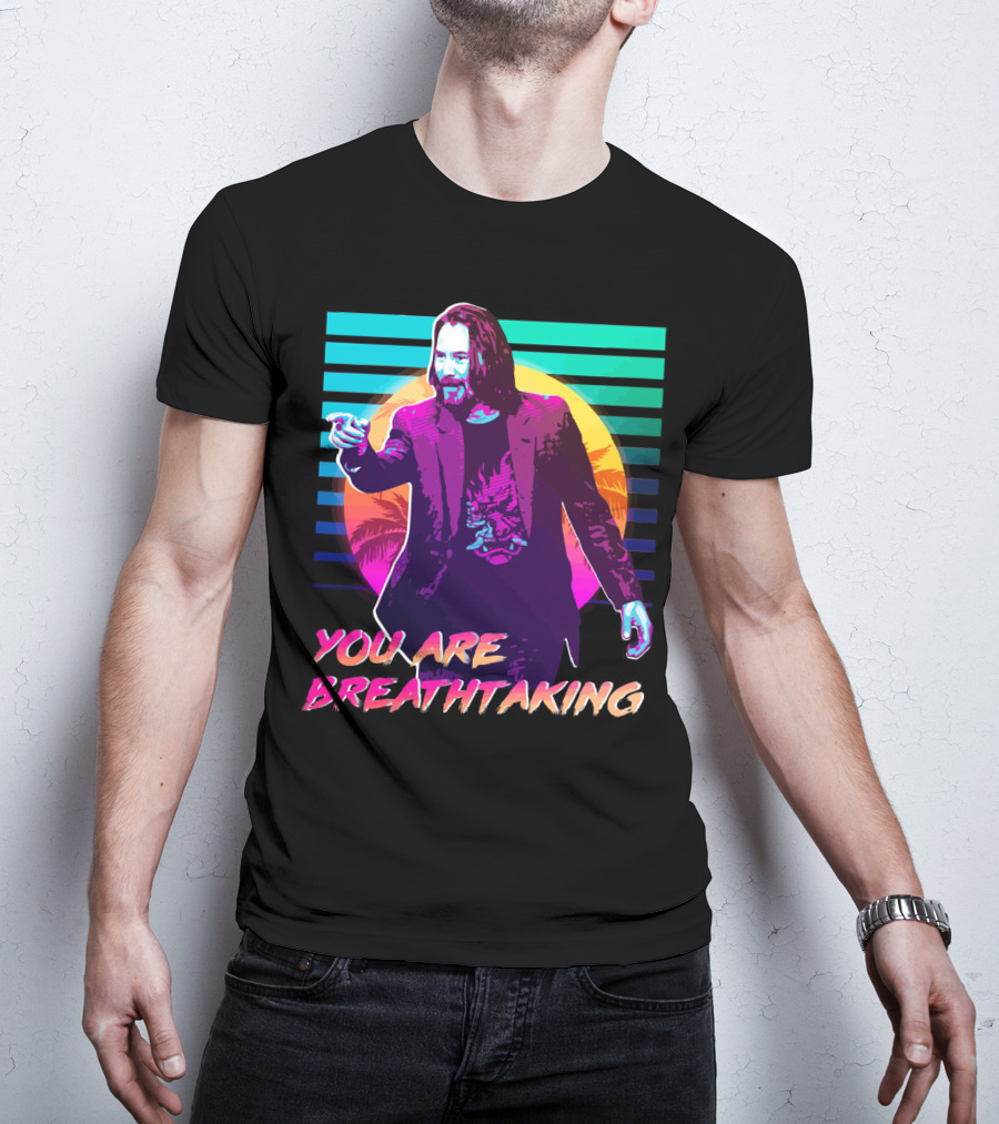 You Are Breathtaking Retro Neon Sunset Palm Trees T-Shirt