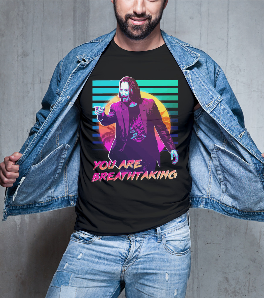 You Are Breathtaking Retro Neon Sunset Palm Trees T-Shirt
