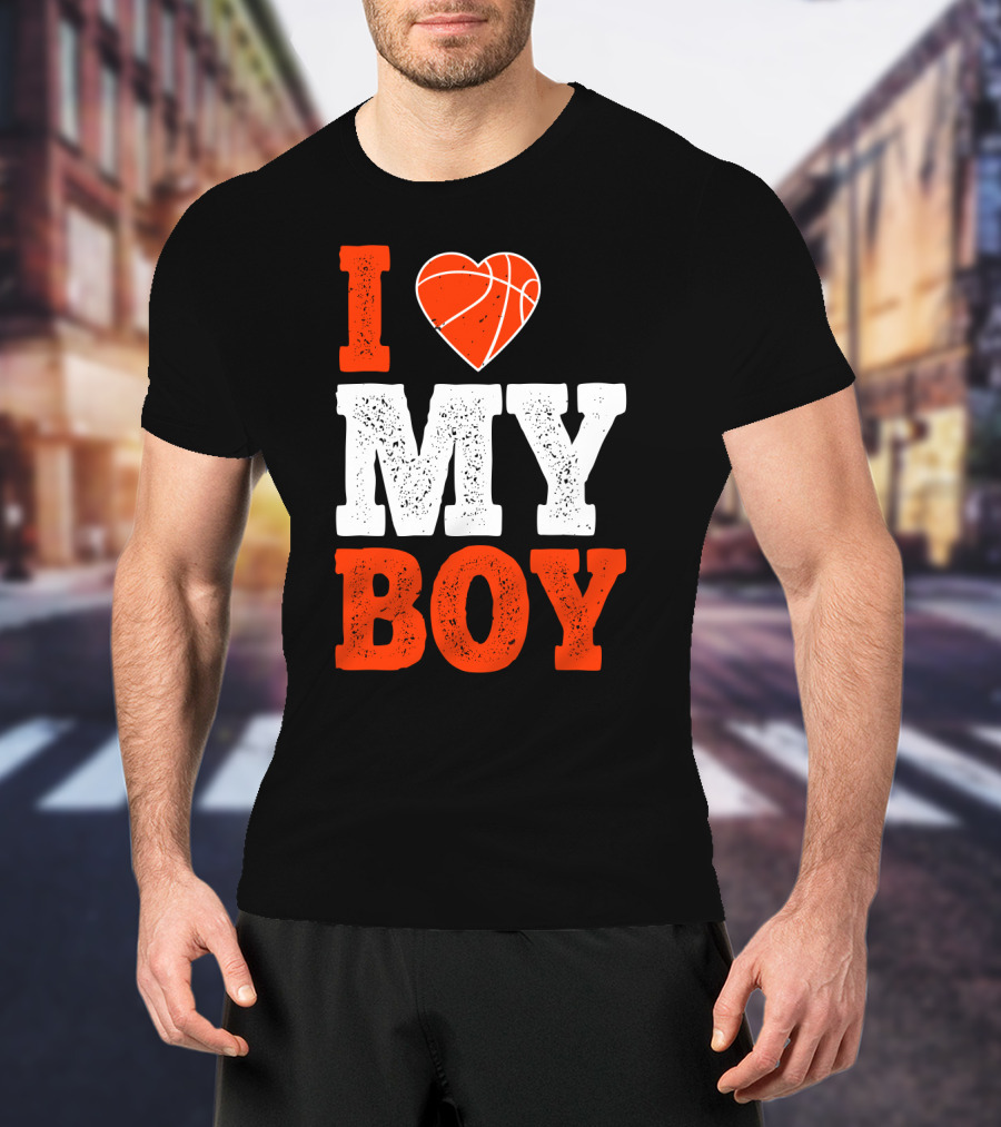 I Love My Boy Basketball Heart T-Shirt