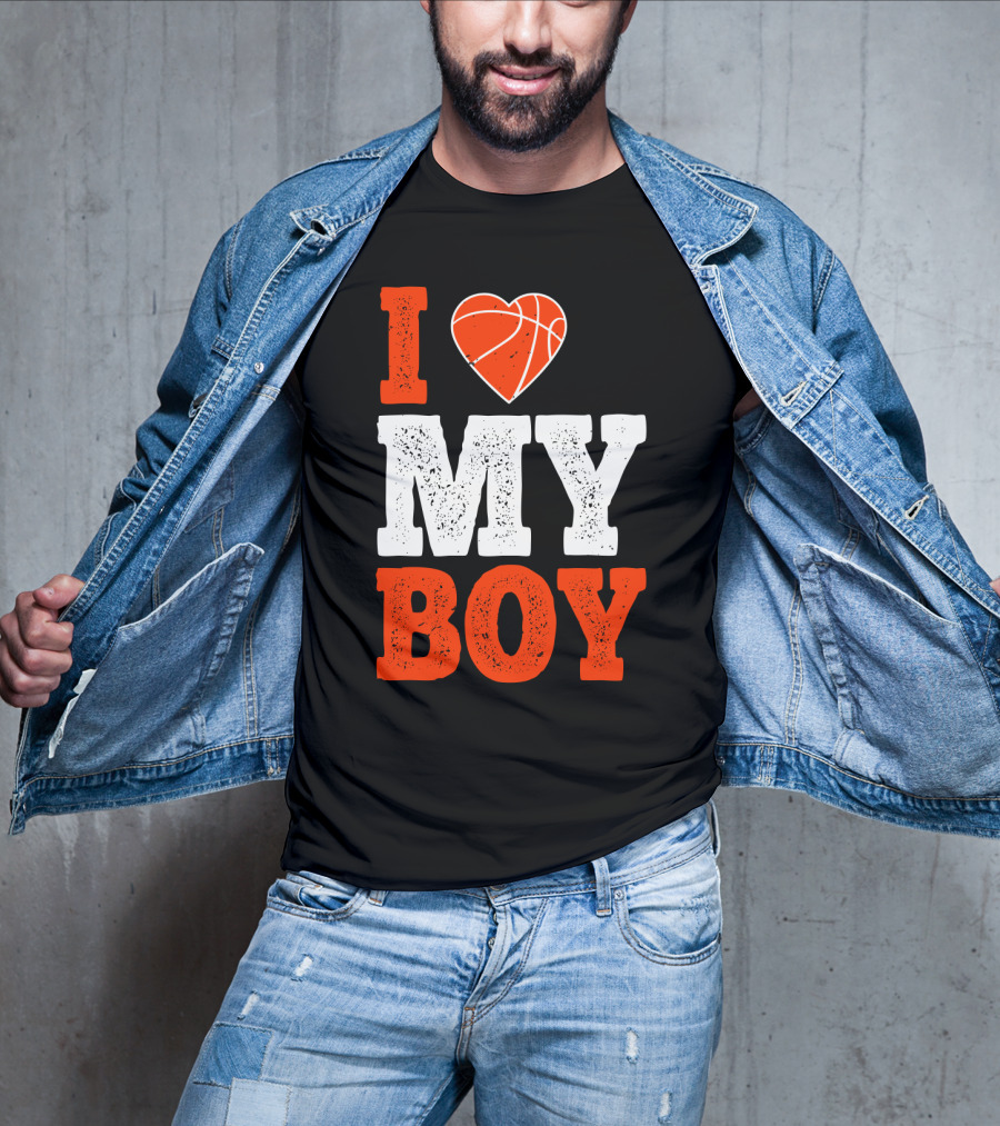 I Love My Boy Basketball Heart T-Shirt