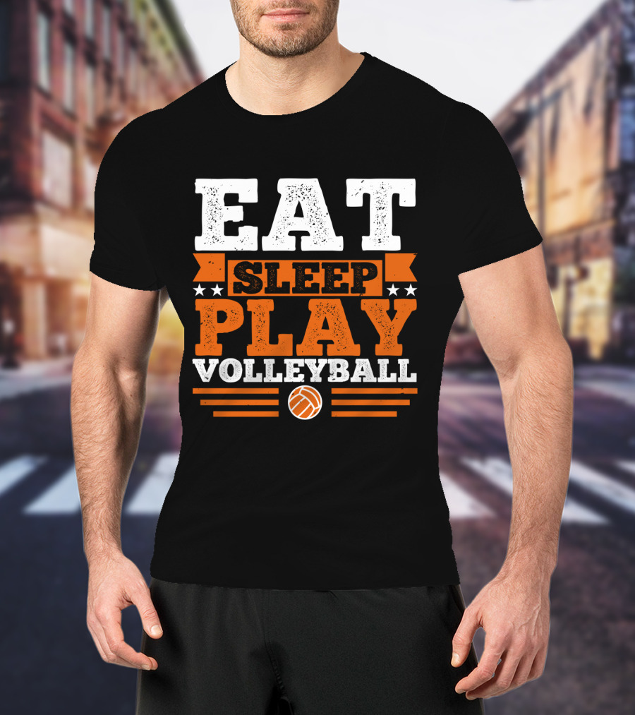 EAT SLEEP PLAY VOLLEYBALL Stars And Volleyball T-Shirt