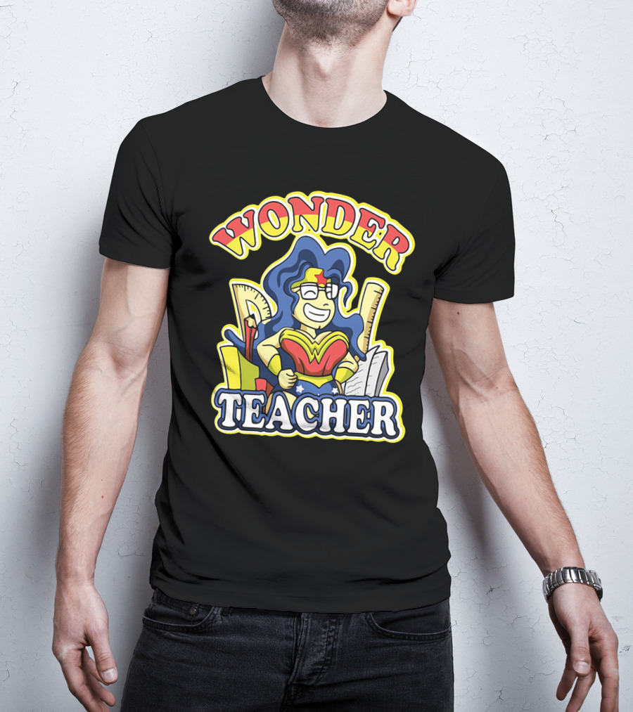 Wonder Teacher Superhero Parody With Classroom Tools T-Shirt