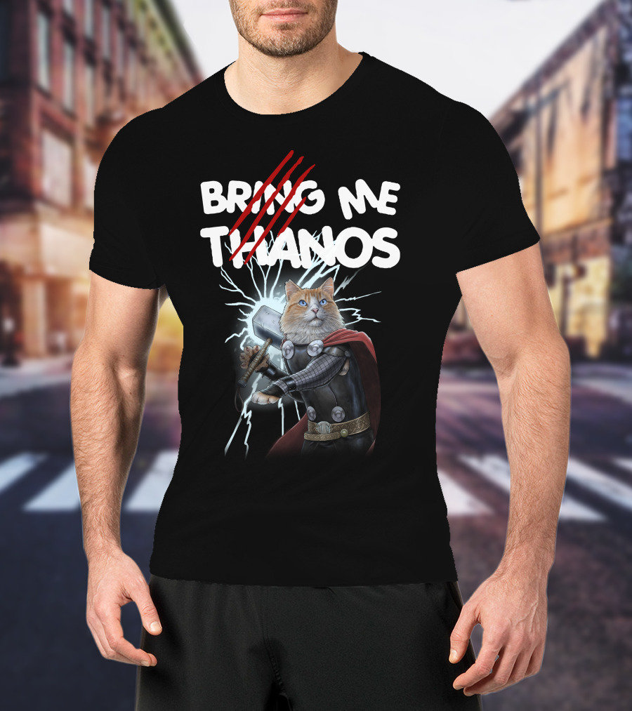 Bring Me Thanos Cat With Hammer And Lightning T-Shirt