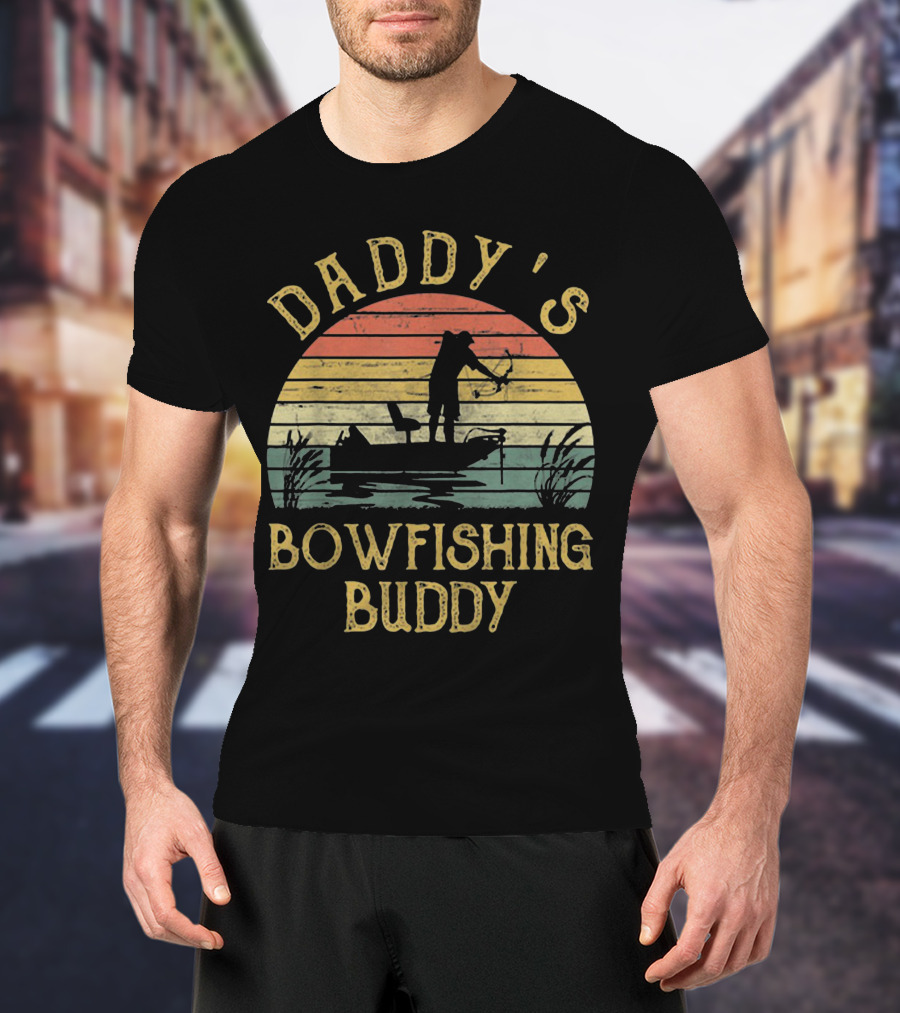 Daddy's Bowfishing Buddy Sunset Boat Adventure T-Shirt