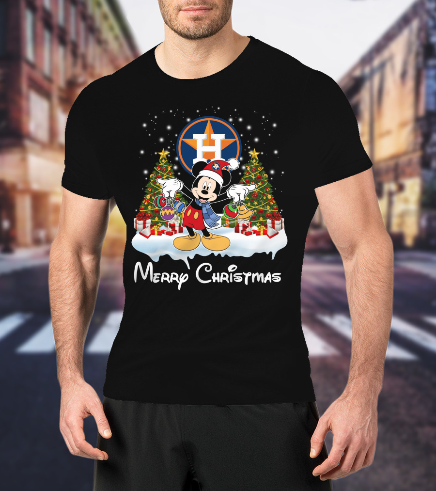 Mickey Merry Christmas Houston Astros T-Shirt