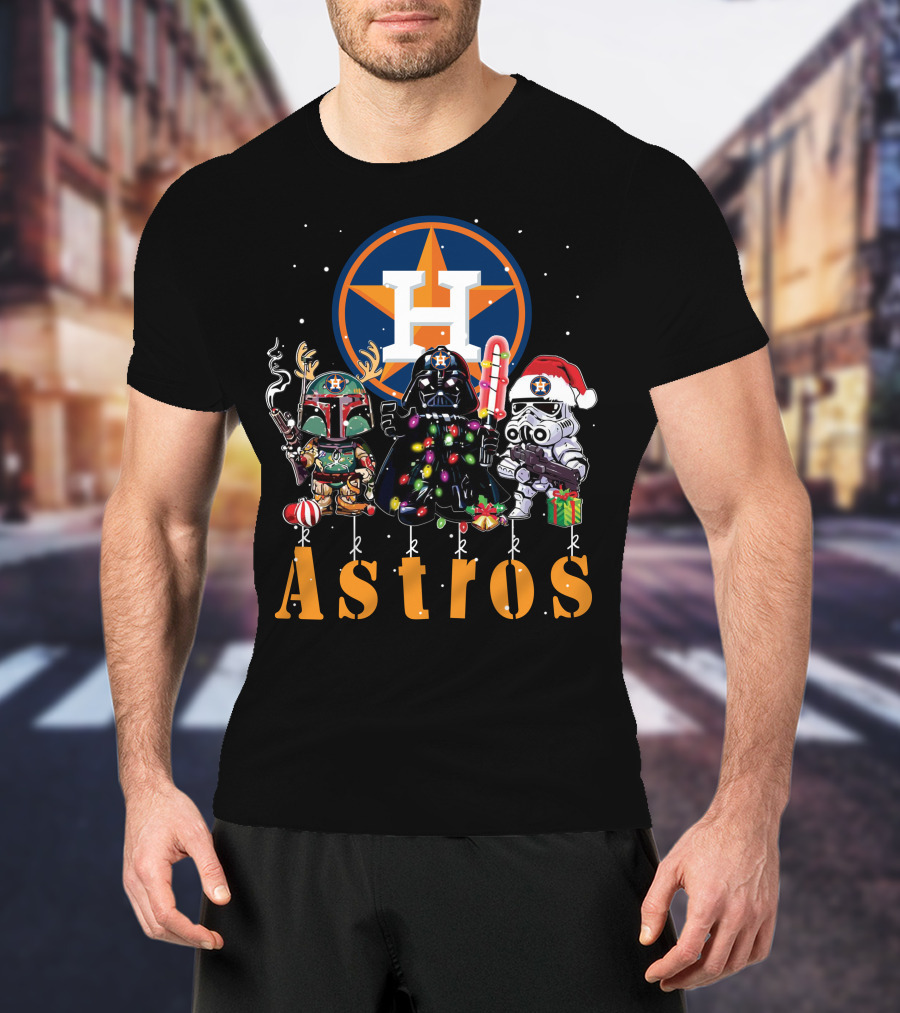 Houston Astros Star Wars Christmas Characters T-Shirt