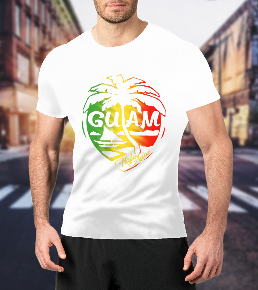 Guam Flag Islanders Pride Guamanian Chamorro History Hafa Adai Palm Tree Iconic T-Shirt