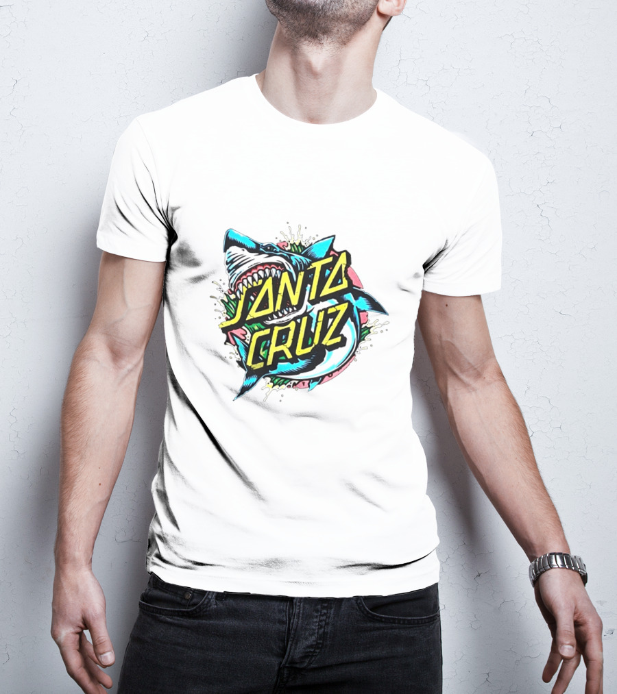 Santa Cruz Fierce Shark Graphic With Dynamic Text Burst T-Shirt