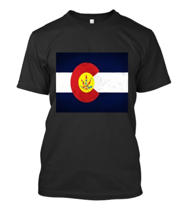Colorado Flag Tie Dye Leaf Cannabis Symbol BlueWhiteRed T-Shirt