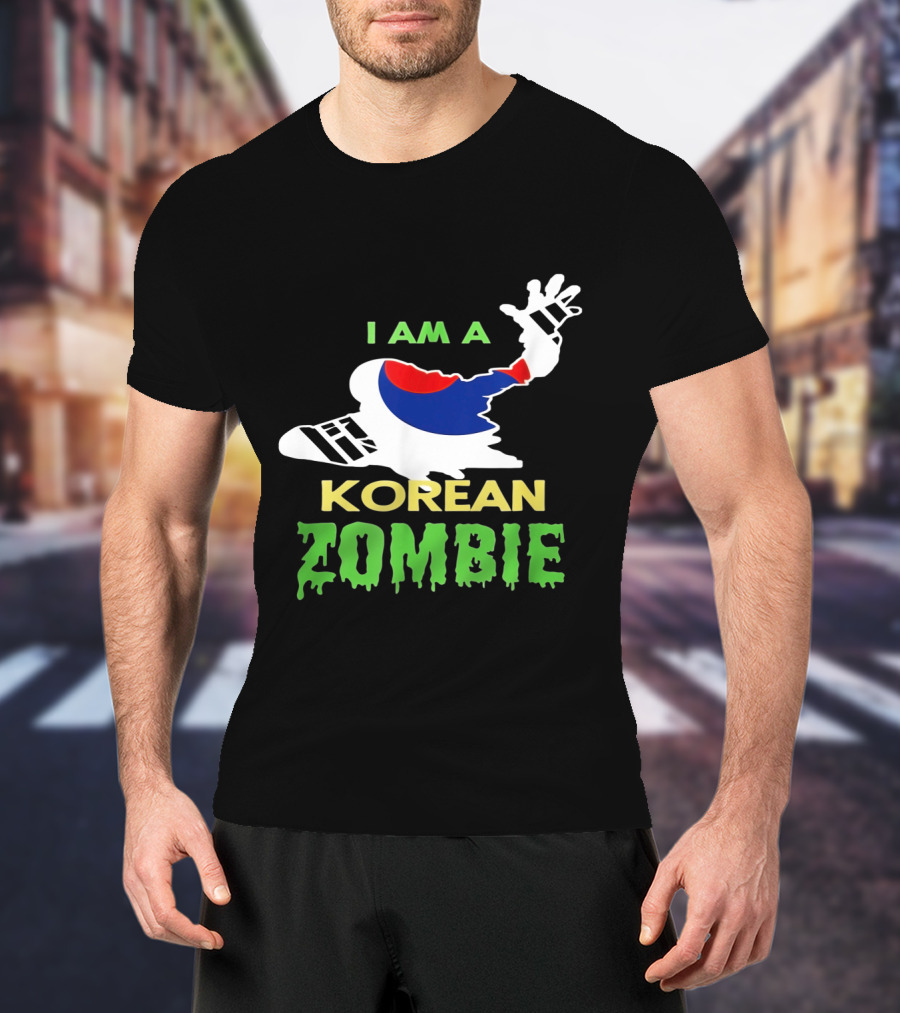 I Am A Korean Zombie Halloween Korean Flag Casual T-Shirt
