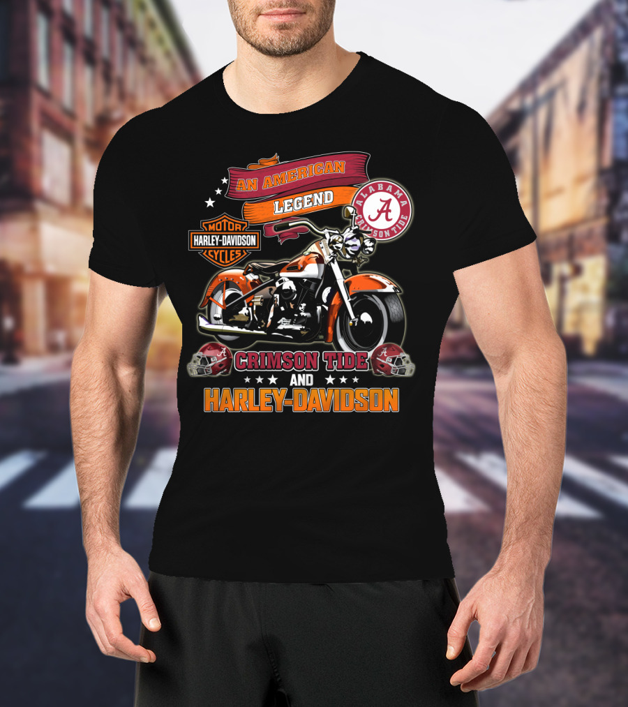 An American Legend Alabama Crimson Tide Harley Davidson Motorcycles T-Shirt