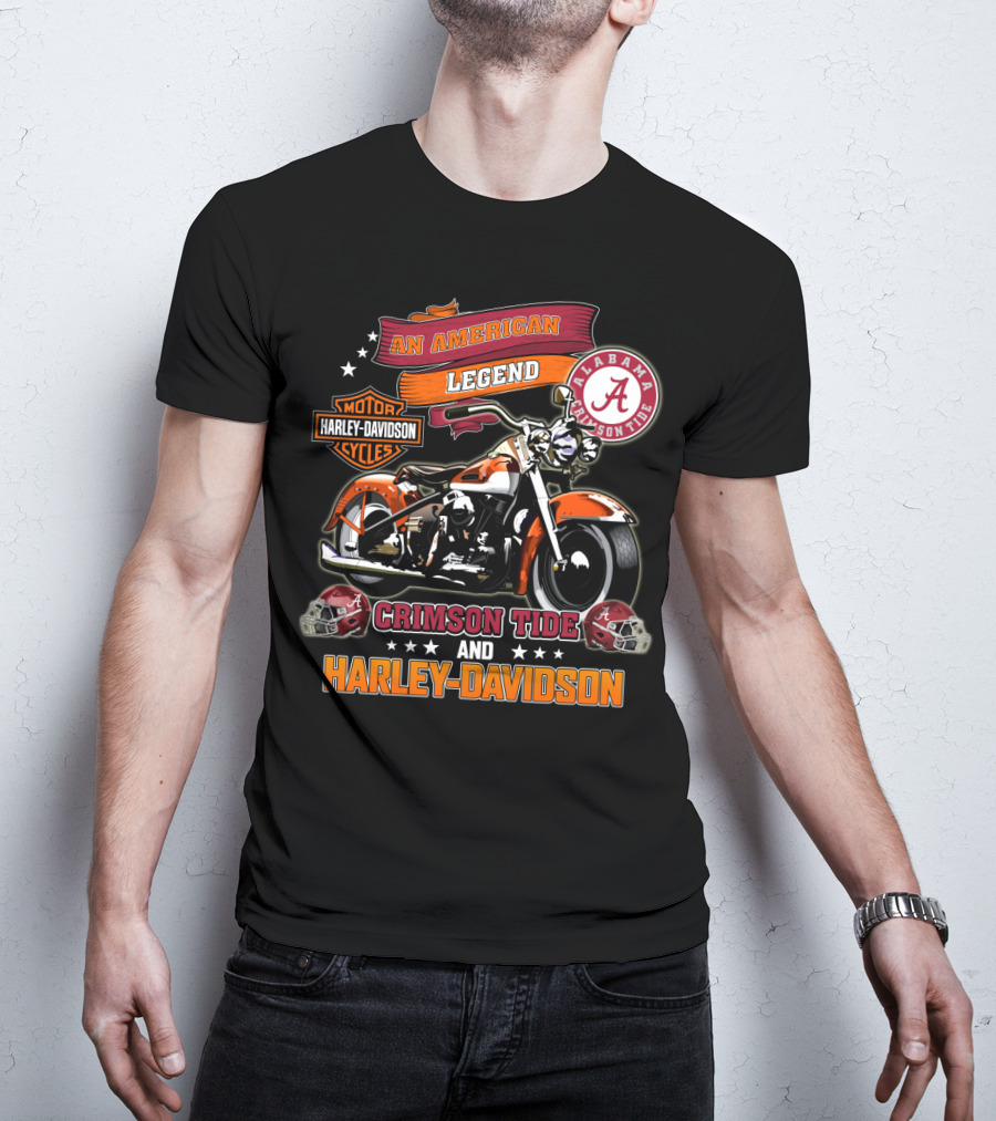 An American Legend Alabama Crimson Tide Harley Davidson Motorcycles T-Shirt